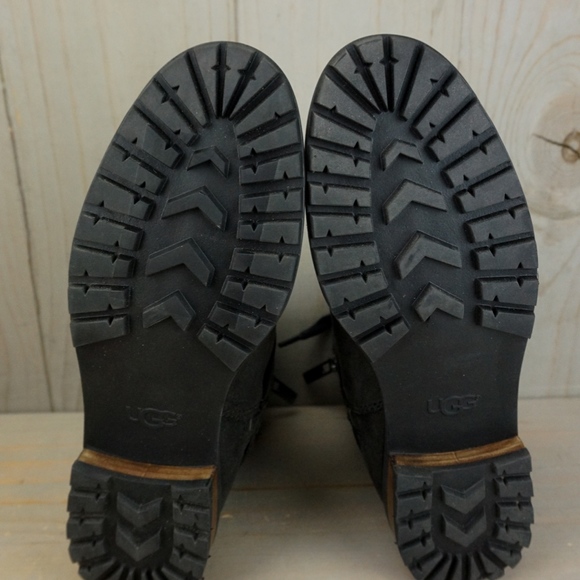 STORE CLOSING SALE UGG FRITZI BLACK LEATHER SHEEPSKIN MOTO BOOT - Picture 7 of 8